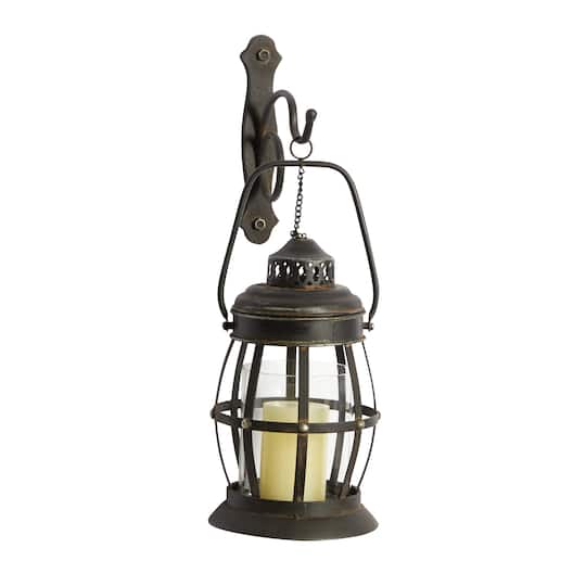 19'' Bronze Iron Rustic Candle Wall Sconce